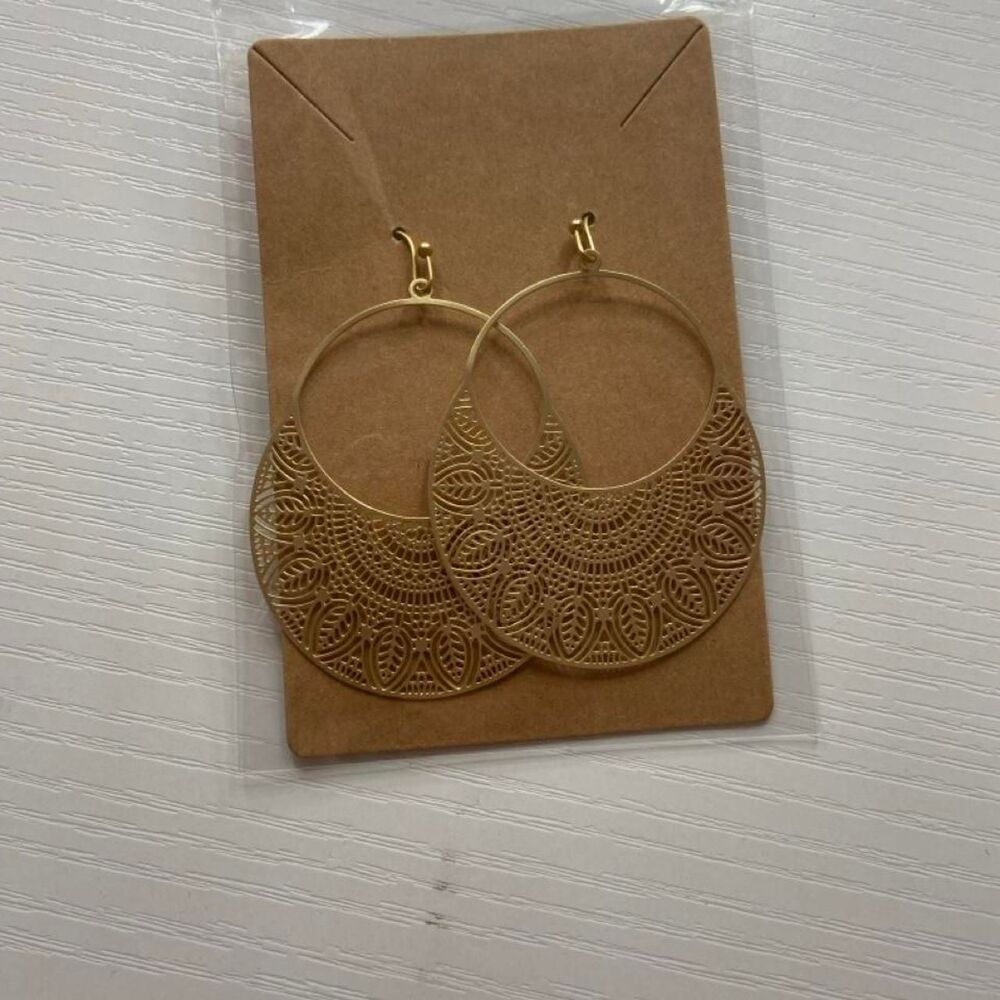 Gold hoop earrings mandala-style
